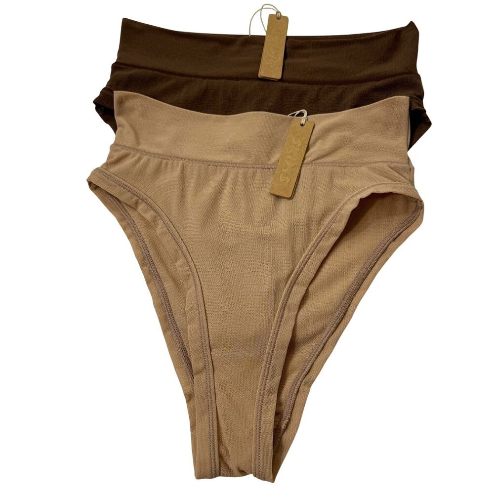 SKIMS Summer Mesh Brief Lot of 2 Clay Cocoa XS